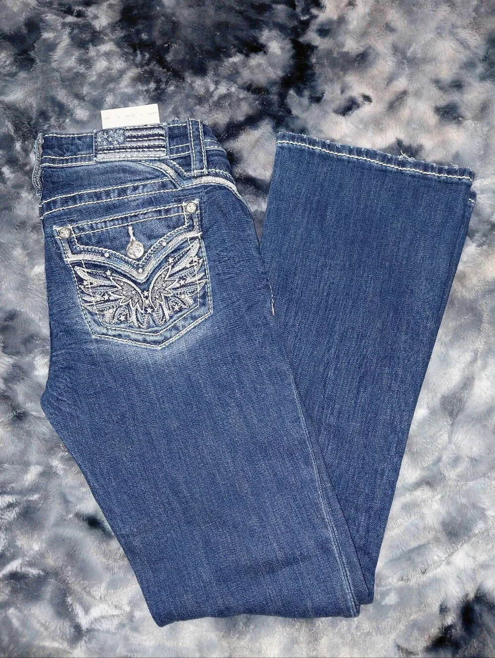 Miss Me Angel Ever After Bootcut Jeans 25 NWT Dark Wash Embellished Y2K Western